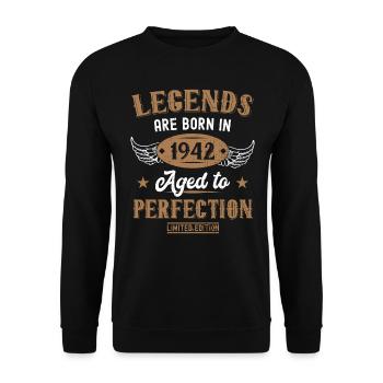 Les légendes naissent en 1942 Anniversaire - Sweat-shirt Unisexe - noir - Devant - Alina (178cm) & Michal (187cm)