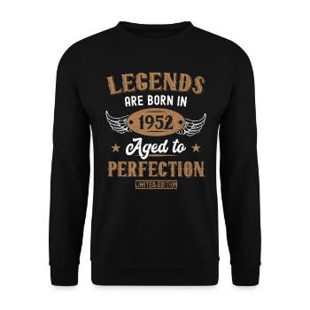 Legends are born in 1952 Birthday - Unisex Sweatshirt - black - Front - Alina (178cm) & Michal (187cm)