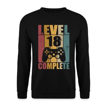 18th Birthday Level 18 Complete Gamer 18 years - Unisex Sweatshirt - black - Front - Alina (178cm) & Michal (187cm)
