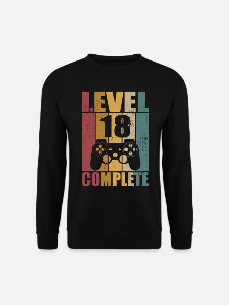 18. Geburtstag Level 18 Complete Gamer 18 Jahre - Unisex Pullover - Schwarz