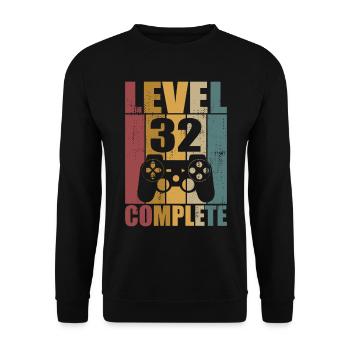 32nd Birthday Level 32 Complete Gamer 32 years - Unisex Sweatshirt - black - Front - Alina (178cm) & Michal (187cm)