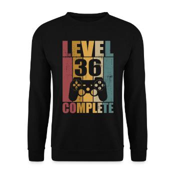 36th Birthday Level 36 Complete Gamer 36 years - Unisex Sweatshirt - black - Front - Alina (178cm) & Michal (187cm)