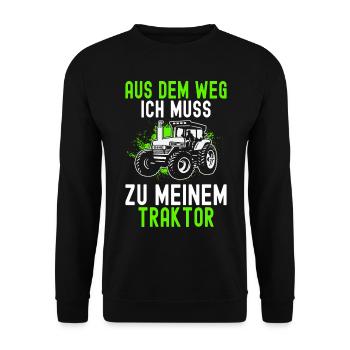 Aus Dem Weg Ich Muss Zu Meinem Traktor Landwirt - Unisex Pullover - Schwarz - Vorne - Alina (178cm) & Michal (187cm)