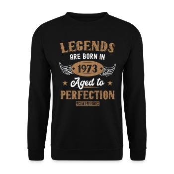 Les légendes naissent en 1973 Anniversaire - Sweat-shirt Unisexe - noir - Devant - Alina (178cm) & Michal (187cm)