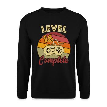 16 Geburtstag Level 16 Complete Gamer Geschenk - Unisex Pullover - Schwarz - Vorne - Alina (178cm) & Michal (187cm)