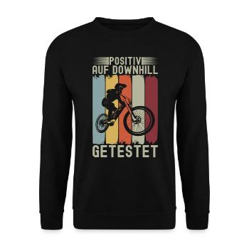 Positiv Auf Mountainbike Downhill Mtb Radfahrer - Unisex Pullover - Schwarz - Vorne - Alina (178cm) & Michal (187cm)
