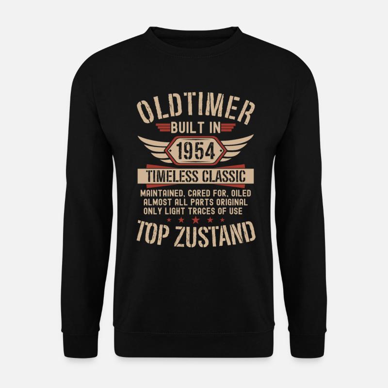 Oldtimer Baujahr 1954 Geboren Jahrgang Geburtstag - Unisex Pullover - Schwarz
