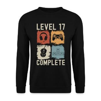 17. Geburtstag Level 17 Complete Gamer 17 Jahre - Unisex Pullover - Schwarz - Vorne - Alina (178cm) & Michal (187cm)