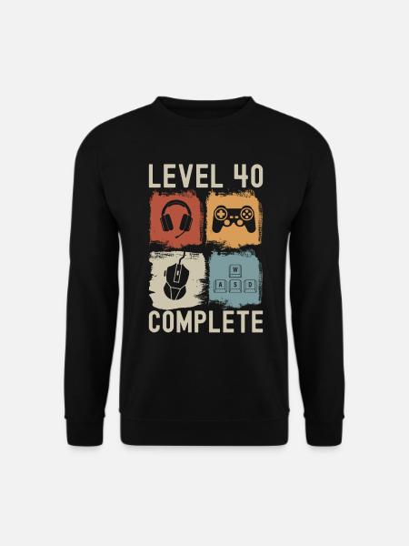 40. Geburtstag Level 40 Complete Gamer 40 Jahre - Unisex Pullover - Schwarz