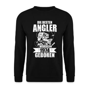 Die Besten Angler Jahrgang 1974 Geboren Geburtstag - Unisex Pullover - Schwarz - Vorne - Alina (178cm) & Michal (187cm)