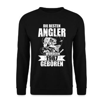 Die Besten Angler Jahrgang 1987 Geboren Geburtstag - Unisex Pullover - Schwarz - Vorne - Alina (178cm) & Michal (187cm)