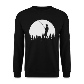 Retro Graphic Angler Fisherman Sport Fisherman Fishing - Unisex Sweatshirt - black - Front - Alina (178cm) & Michal (187cm)