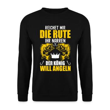 Reichet Mir Die Rute Ihr Narren Fischer Angler - Unisex Pullover - Schwarz - Vorne - Alina (178cm) & Michal (187cm)