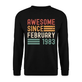 Awesome February 1983 Born Vintage Birthday - Unisex Sweatshirt - black - Front - Alina (178cm) & Michal (187cm)