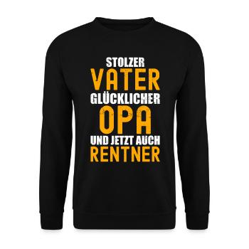 Stolzer Vater Und Opa Rentner Pension Rente - Unisex Pullover - Schwarz - Vorne - Alina (178cm) & Michal (187cm)