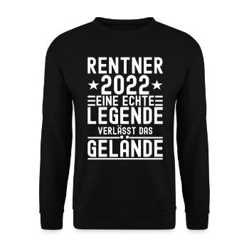 Rentner 2022 Legende Rente Pension Ruhestand - Unisex Pullover - Schwarz - Vorne - Alina (178cm) & Michal (187cm)