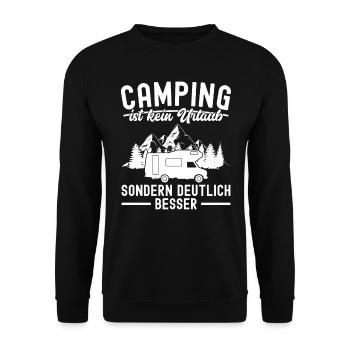 Camping Ist Kein Urlaub Sondern Besser Wohnmobil - Unisex Pullover - Schwarz - Vorne - Alina (178cm) & Michal (187cm)