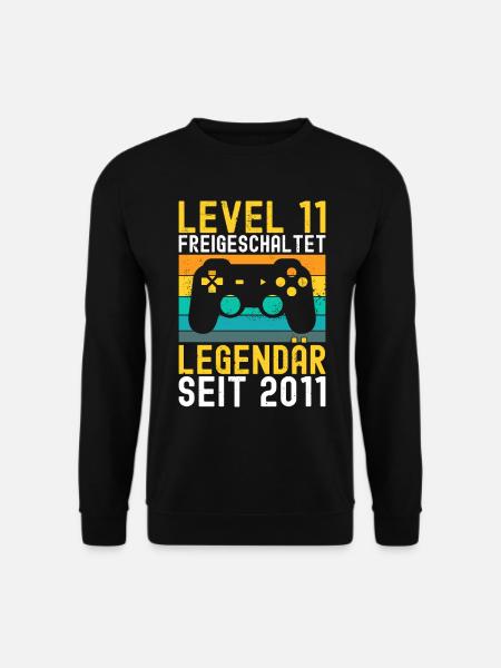 11. Geburtstag Level 11 Freigeschaltet Gamer 2011 - Unisex Pullover - Schwarz