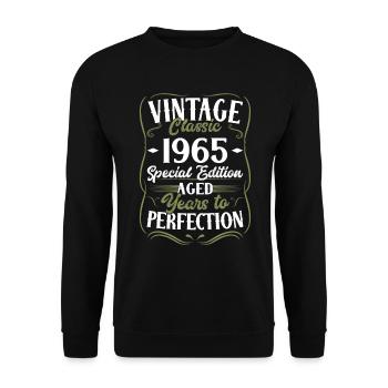 Born 1965 Vintage Birthday Retro - Unisex Sweatshirt - black - Front - Alina (178cm) & Michal (187cm)