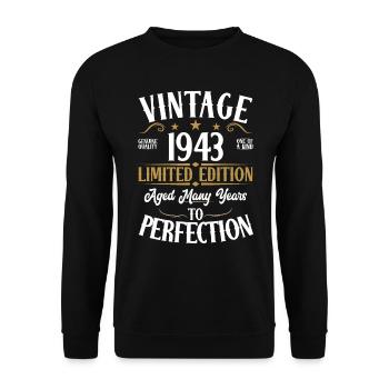 Vintage Vintage 1943 Born Cadeau d’anniversaire - Sweat-shirt Unisexe - noir - Devant - Alina (178cm) & Michal (187cm)