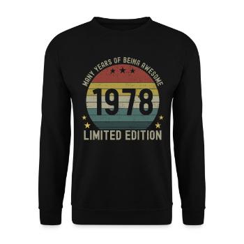 44 Anniversaire Homme Femme Né en 1978 - Sweat-shirt Unisexe - noir - Devant - Alina (178cm) & Michal (187cm)