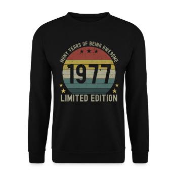 45 Anniversaire Homme Femme Né en 1977 - Sweat-shirt Unisexe - noir - Devant - Alina (178cm) & Michal (187cm)
