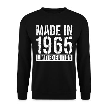 57 Geburtstag Geschenk Mann Frau 1965 Jahrgang - Unisex Pullover - Schwarz - Vorne - Alina (178cm) & Michal (187cm)