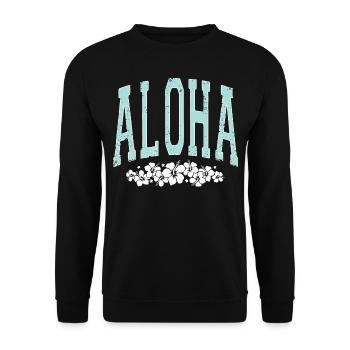 Aloha - Hibiscus - Surfin Summer - Unisex Pullover - Schwarz - Vorne - Alina (178cm) & Michal (187cm)