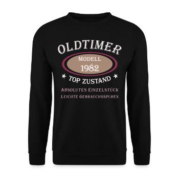 Oldtimer 40th birthday 1982 Absolutely unique piece - Unisex Sweatshirt - black - Front - Alina (178cm) & Michal (187cm)
