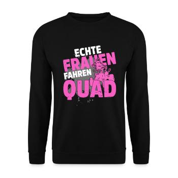Quadfahrer Geschenkidee Quadfahren Quad ATV - Unisex Pullover - Schwarz - Vorne - Alina (178cm) & Michal (187cm)