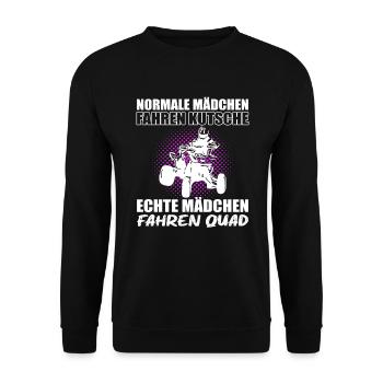 Quadfahrer Geschenkidee Quadfahren Quad ATV - Unisex Pullover - Schwarz - Vorne - Alina (178cm) & Michal (187cm)