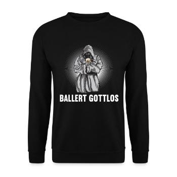 Ballert Gottlos Bier Saufen Biere Biergarten - Unisex Pullover - Schwarz - Vorne - Alina (178cm) & Michal (187cm)