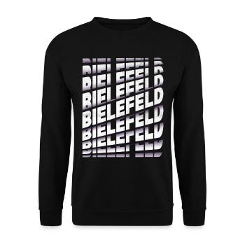 Bielefeld Deutschland Stadt Schrift Skyline Heimat - Unisex Pullover - Schwarz - Vorne - Alina (178cm) & Michal (187cm)