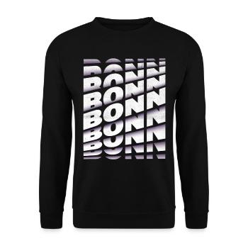 Bonn Deutschland Stadt Schrift Skyline Heimat - Unisex Pullover - Schwarz - Vorne - Alina (178cm) & Michal (187cm)