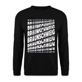 Braunschweig Deutschland Stadt Schrift Skyline - Unisex Pullover - Schwarz - Vorne - Alina (178cm) & Michal (187cm)