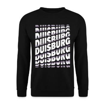 Duisburg Deutschland Stadt Schrift Skyline Heimat - Unisex Pullover - Schwarz - Vorne - Alina (178cm) & Michal (187cm)