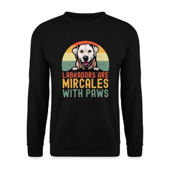 Labrador Geschenkidee für Labrador Retriever Hund - Unisex Pullover - Schwarz - Vorne - Alina (178cm) & Michal (187cm)