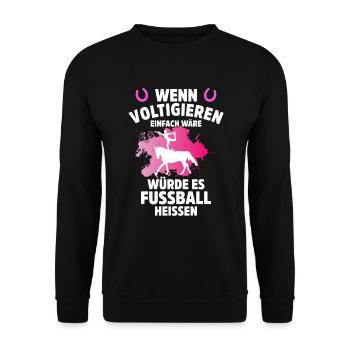 Voltigieren Reiten Reiter Voltigierer Akrobat - Unisex Pullover - Schwarz - Vorne - Alina (178cm) & Michal (187cm)
