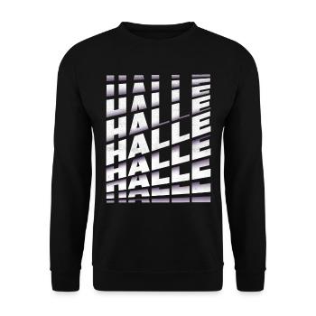Hall Germany City Font Skyline Home - Unisex Sweatshirt - black - Front - Alina (178cm) & Michal (187cm)