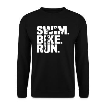swim bike run t-shirt triathlon triathlete - Unisex Pullover - Schwarz - Vorne - Alina (178cm) & Michal (187cm)