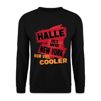 Halle Germany city saying is like New York - Unisex Sweatshirt - black - Front - Alina (178cm) & Michal (187cm)