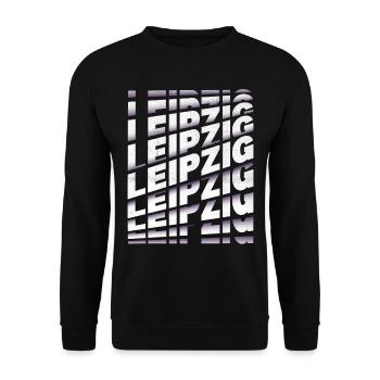 Leipzig Deutschland Stadt Schrift Skyline Heimat - Unisex Pullover - Schwarz - Vorne - Alina (178cm) & Michal (187cm)