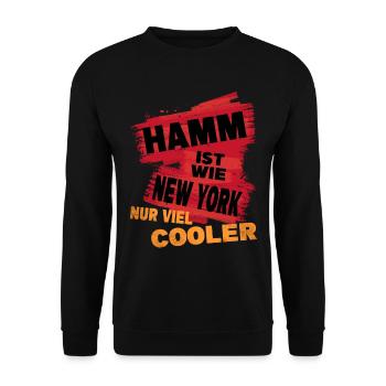 Hamm Deutschland Stadt Spruch Ist Wie New York - Unisex Pullover - Schwarz - Vorne - Alina (178cm) & Michal (187cm)
