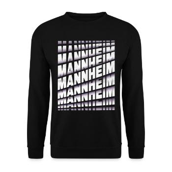 Mannheim Deutschland Stadt Schrift Skyline Heimat - Unisex Pullover - Schwarz - Vorne - Alina (178cm) & Michal (187cm)