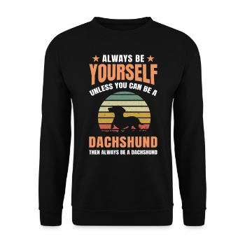 Dachshund Geschenk Dixie Wiener Doxie Dackel - Unisex Pullover - Schwarz - Vorne - Alina (178cm) & Michal (187cm)