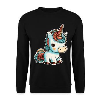 Licorne colorée douce mignonne bande dessinée bande dessinée - Sweat-shirt Unisexe - noir - Devant - Alina (178cm) & Michal (187cm)