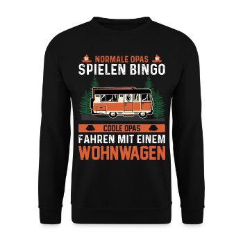 Normale Opas spielen Bingo, coole Opas fahren m... - Unisex Pullover - Schwarz - Vorne - Alina (178cm) & Michal (187cm)
