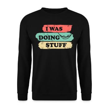 I was doing stuff - Hammock vintage - Unisex Sweatshirt - black - Front - Alina (178cm) & Michal (187cm)