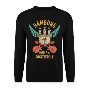 Hambourg – Demeure du Rock 'n' Roll (Rocker / 4C) - Sweat-shirt Unisexe - noir - Devant - Alina (178cm) & Michal (187cm)