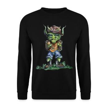 Drache geht zur Schule - Unisex Pullover - Schwarz - Vorne - Alina (178cm) & Michal (187cm)